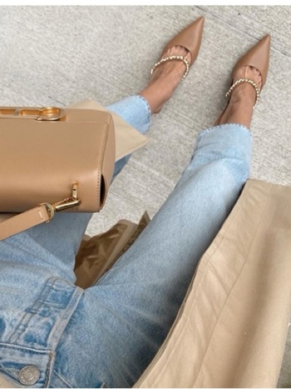 Zara Beige Pointed Toe‎ Mules with Crystal Strap - Picture 16 of 16